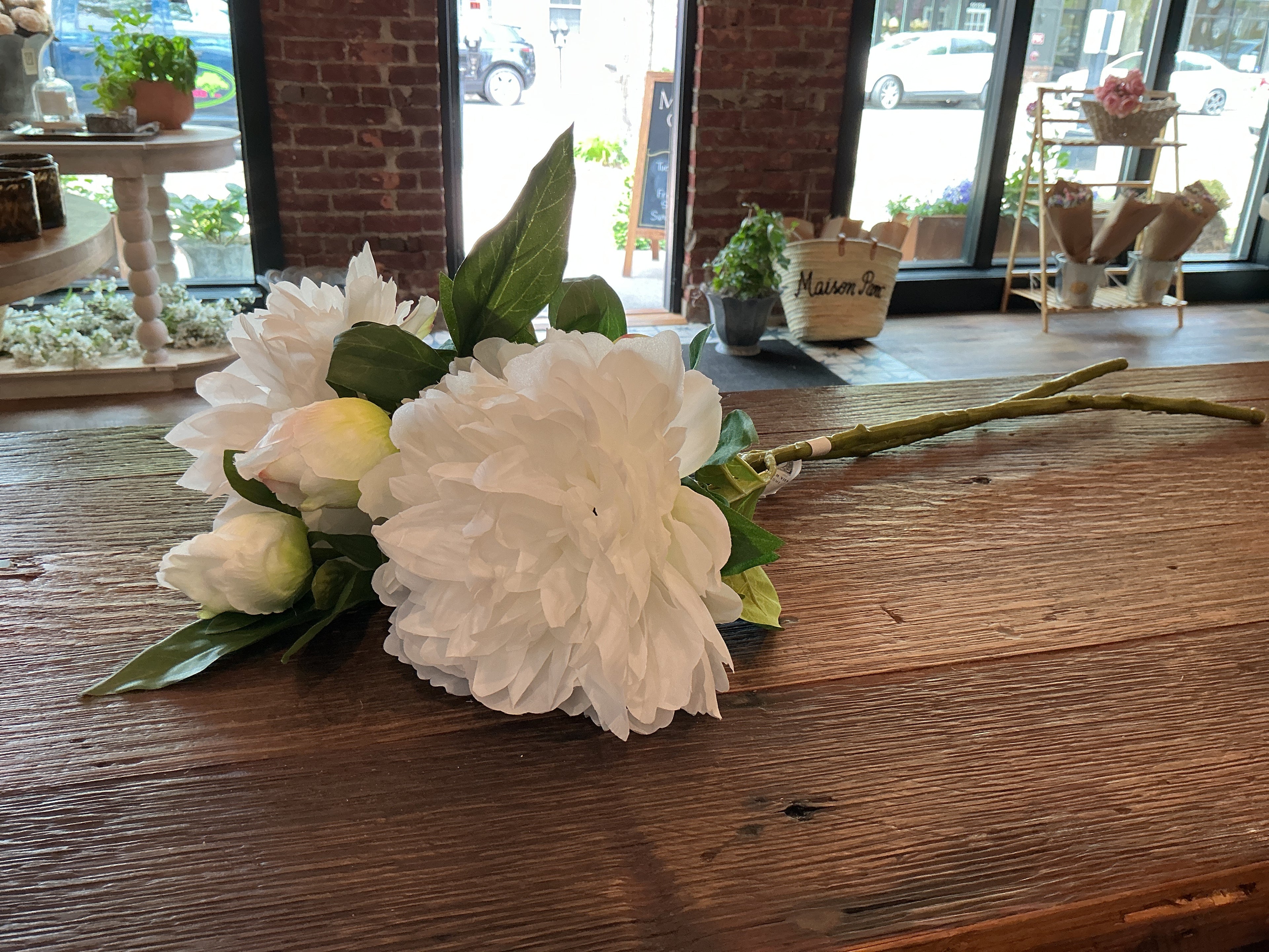 White taffeta peony